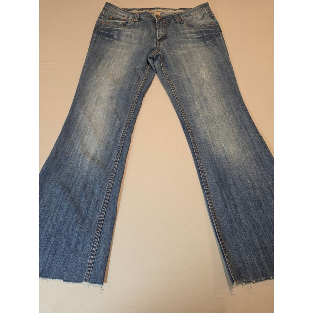Refuge Womens Bootcut Jeans Medium Wash Raw Hem Stretch Denim Size 13L 0943
